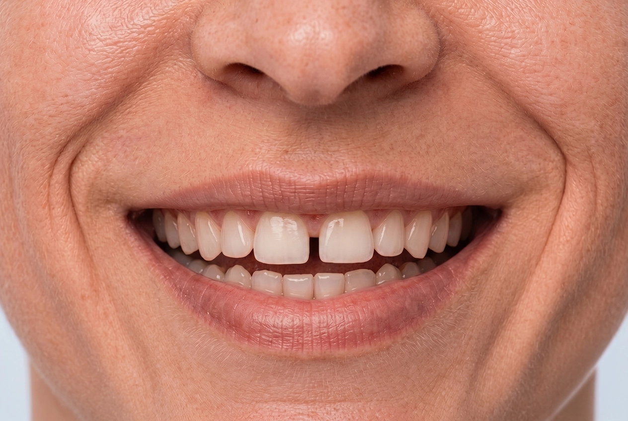Osborne Cosmetic - Dental - Before Gap Teeth Before Veneer